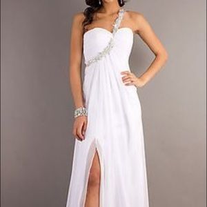 La Femme White Formal Gown